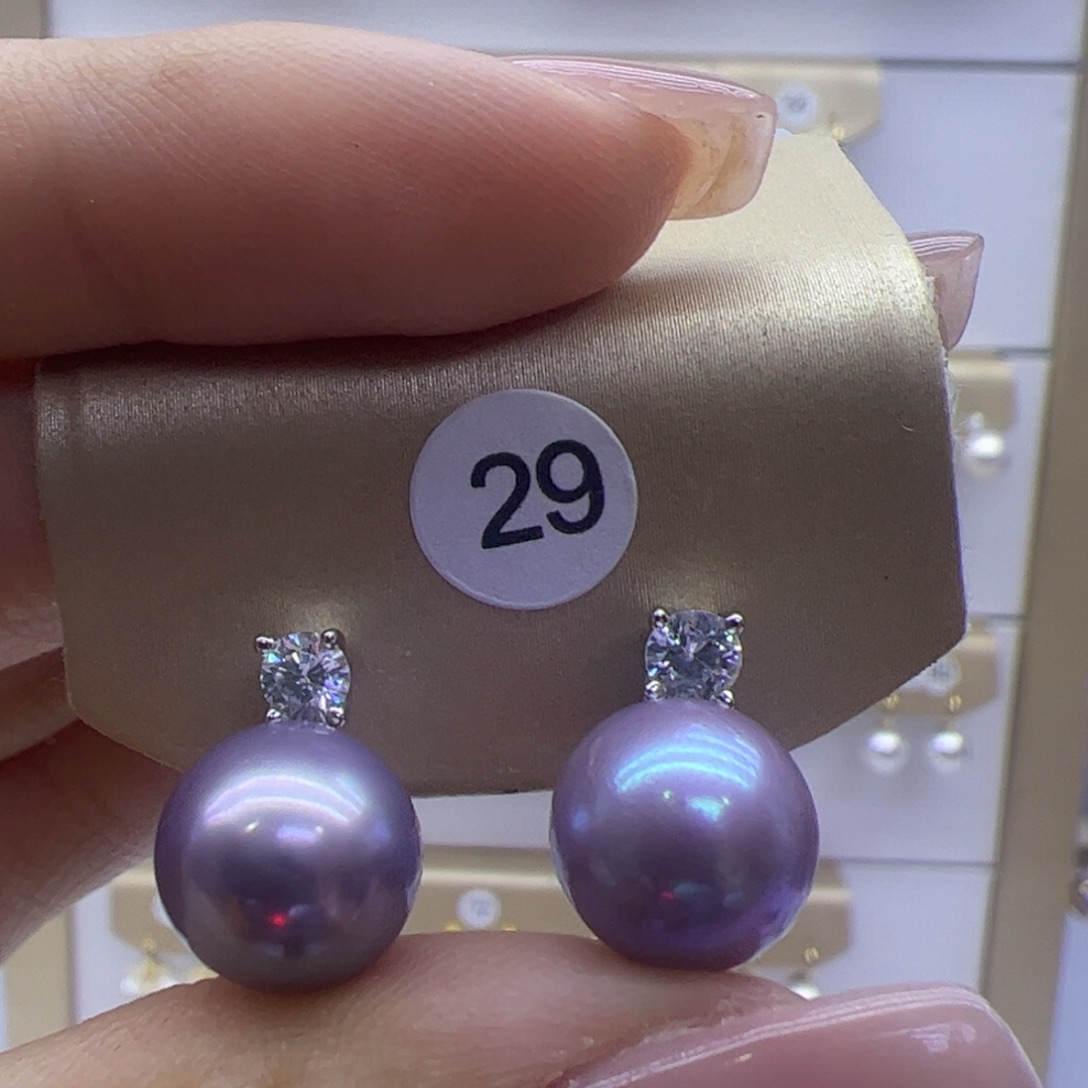 淡水珍珠耳饰银S925镶嵌