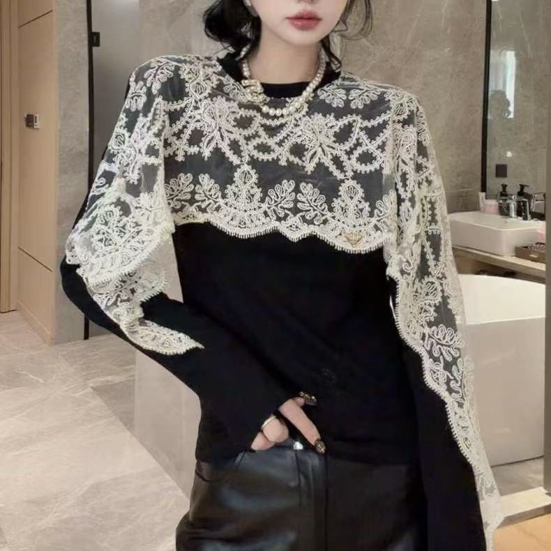 （羞羞大码）时尚拼接长袖修身显瘦打底衫女秋冬