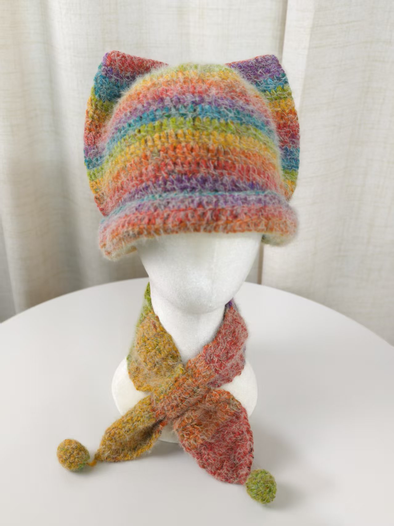 雪妃尔炫彩羽毛 猫耳帽 儿童围巾手工DIY 炫彩艳秋 百搭