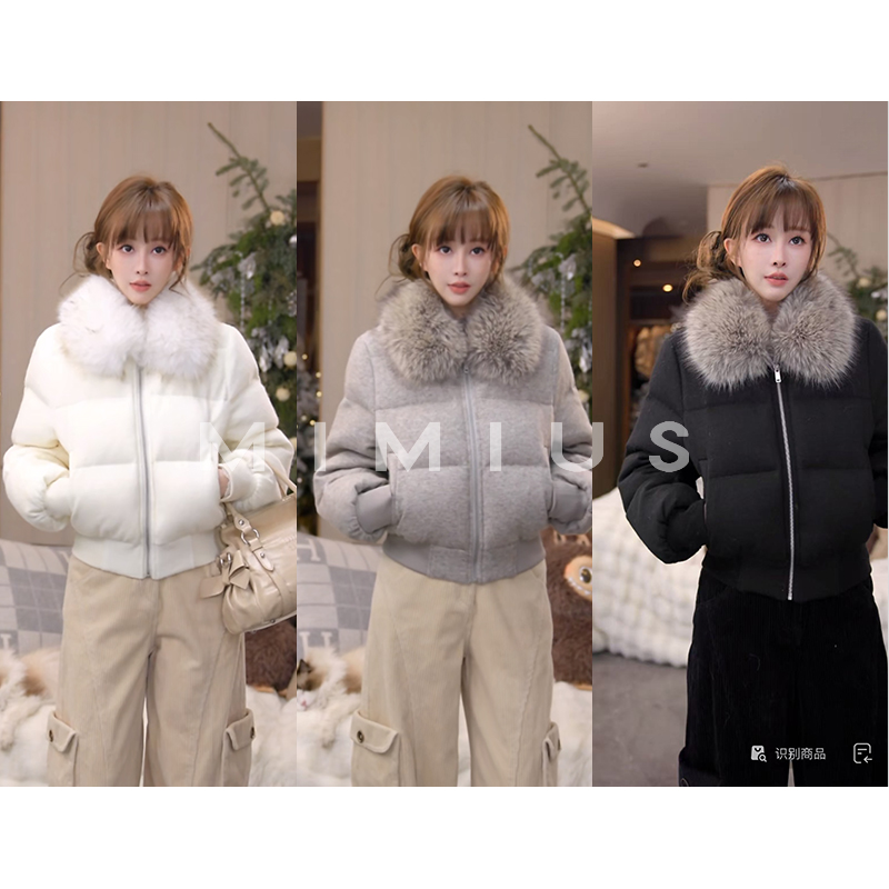 【mimius】肉肉 可溯源三星安心羽绒翻领毛毛羽绒服外套 G12004