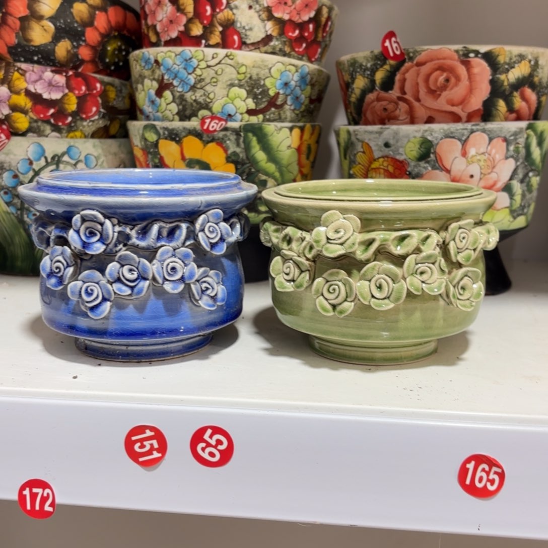 紫砂花盆景德镇手绘花盆陶瓷9/9