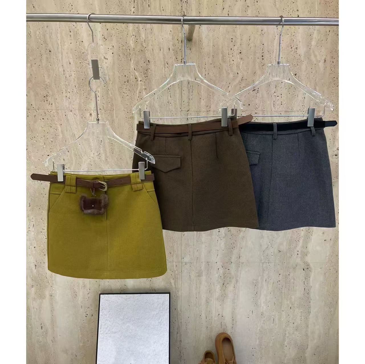 秋冬半身裙气质高弹力毛呢高腰不褪色A字显瘦短裙 0135