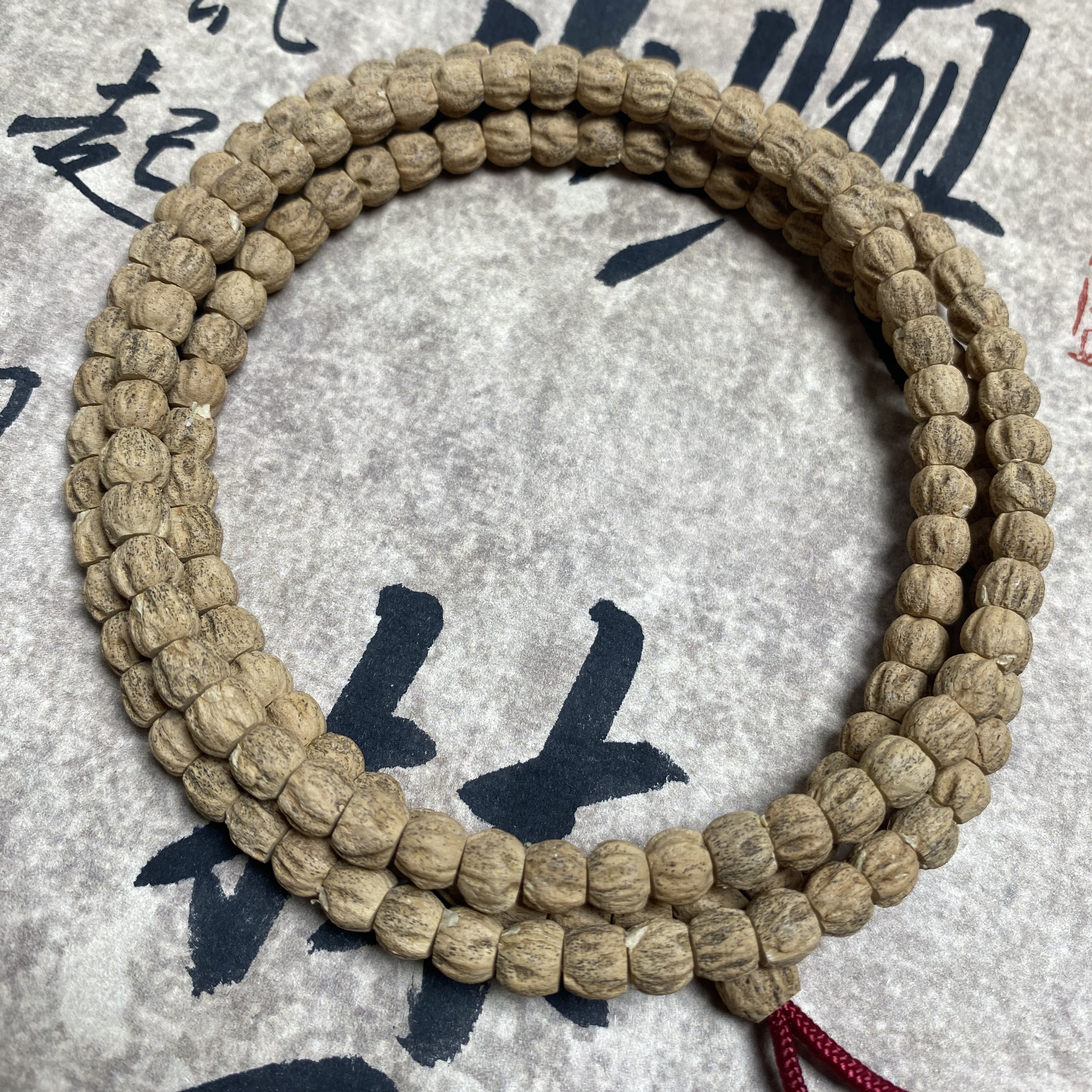 【新玩家必入】文玩柏香籽情侣款直切顺纹108挂脖手串原皮6-7mm