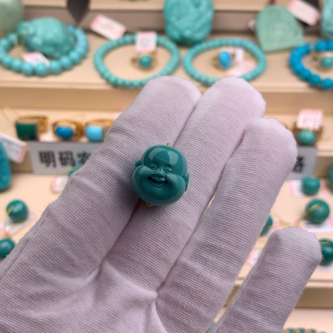 绿松石珠宝奇石未镶嵌15.1mm