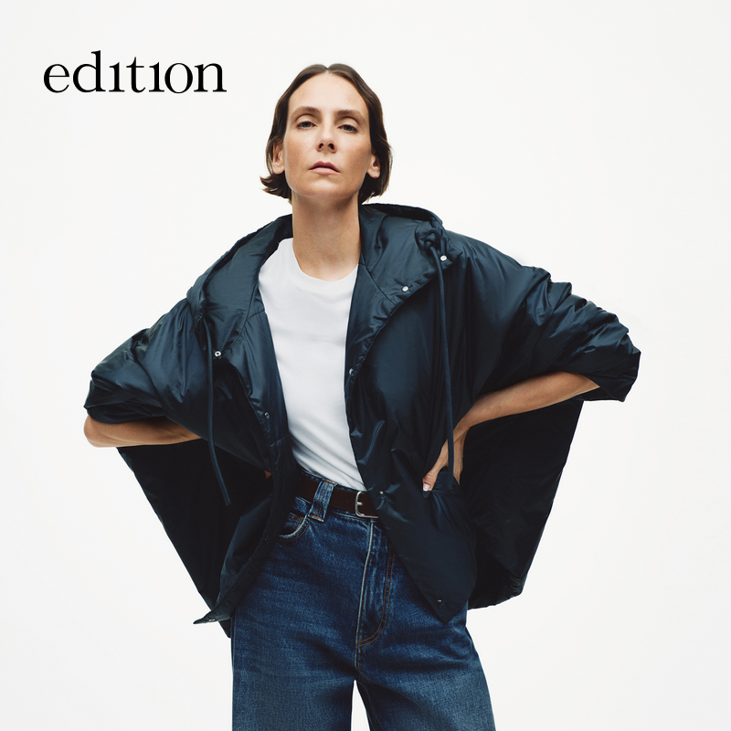 【商场同款】edition2025冬季新款连帽斗篷骆驼绒棉服#EBE4COT040