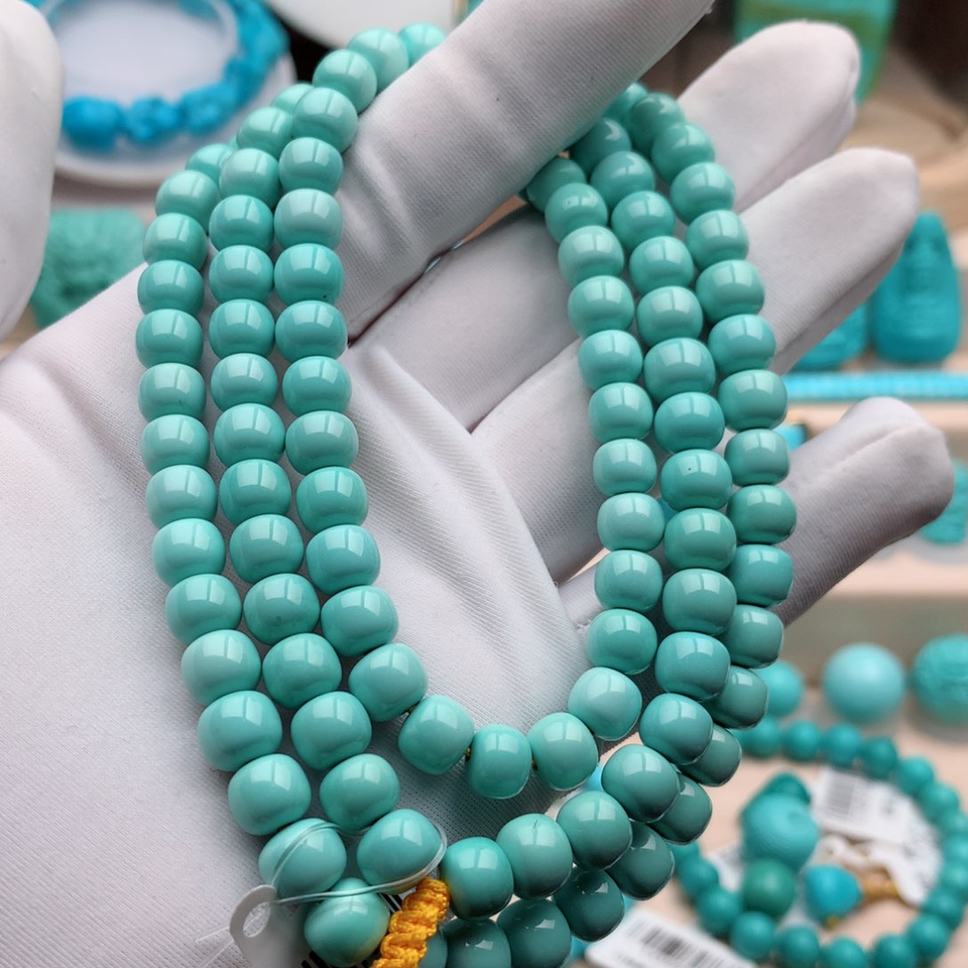 绿松石珠宝奇石未镶嵌7mm