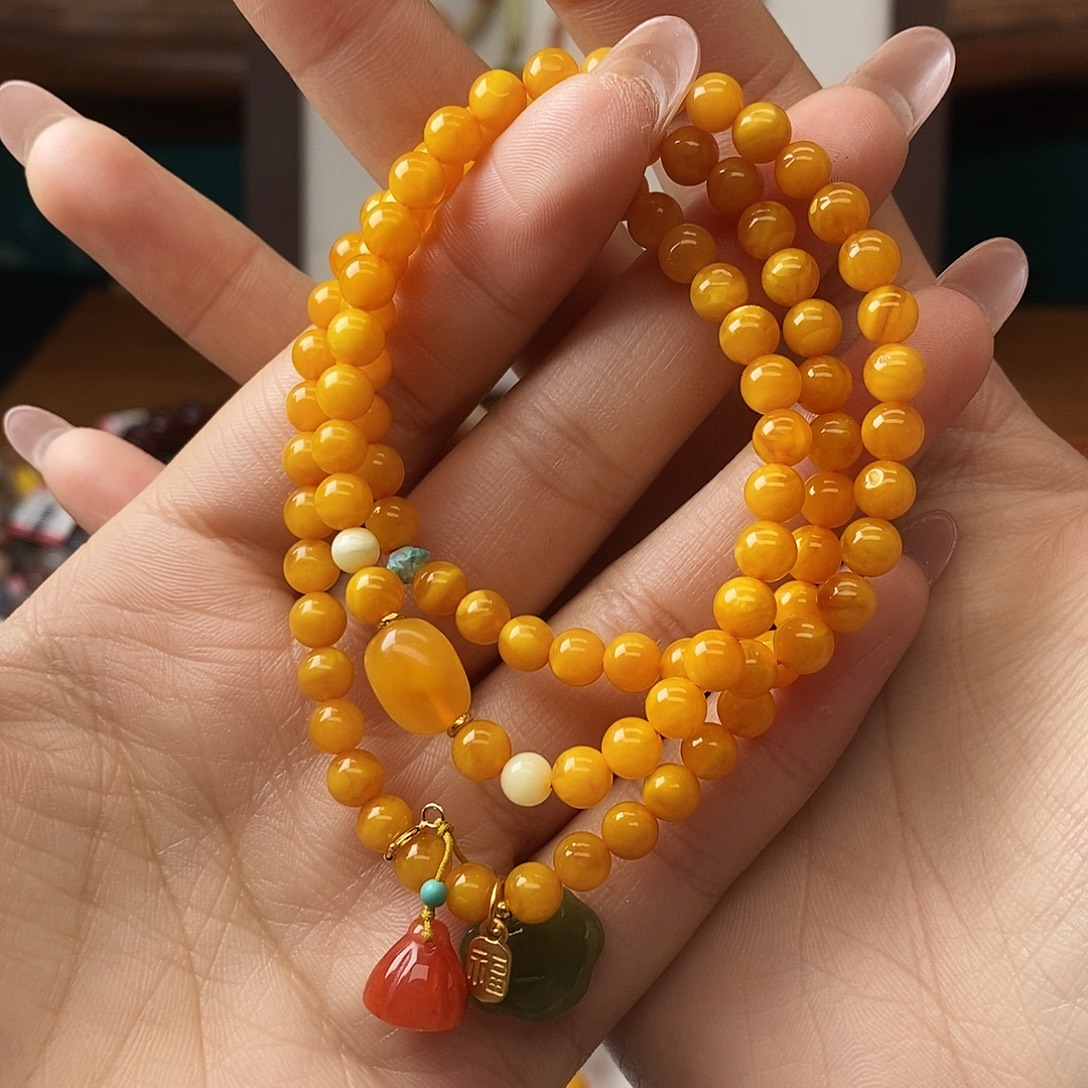 水***灵蜜蜡未镶嵌手链多样性发一5.5