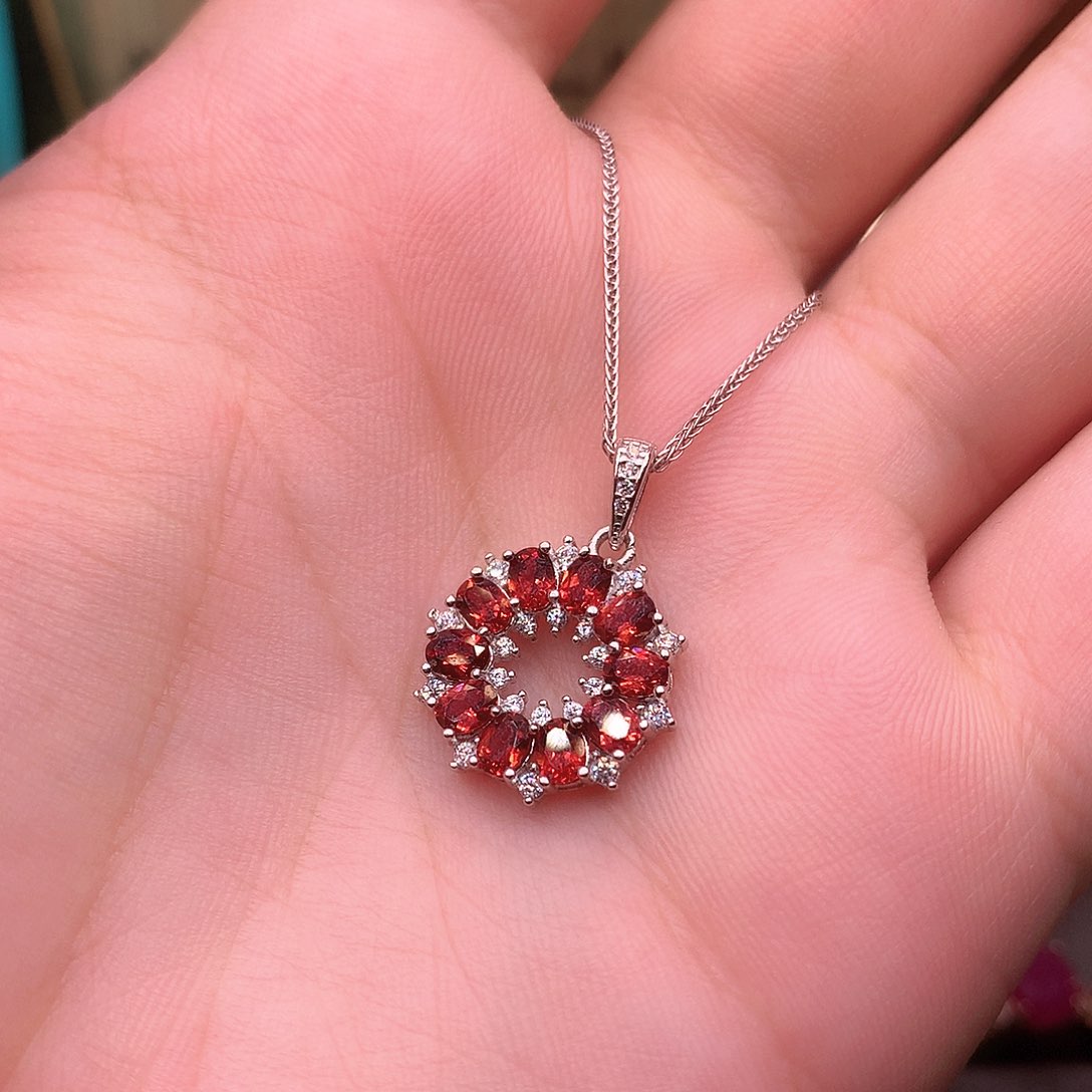 蓝宝石颈饰银S925镶嵌