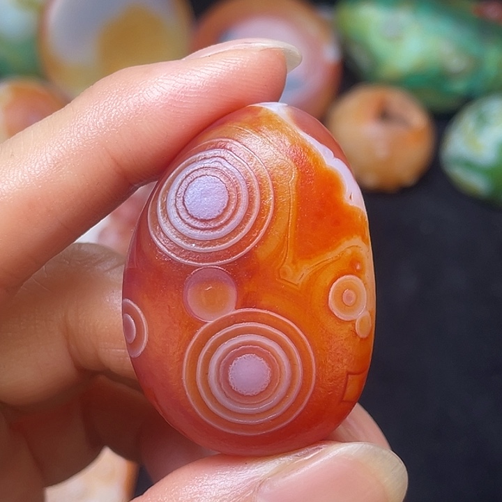 山***烽外蒙古花眼瑙瑙坠子