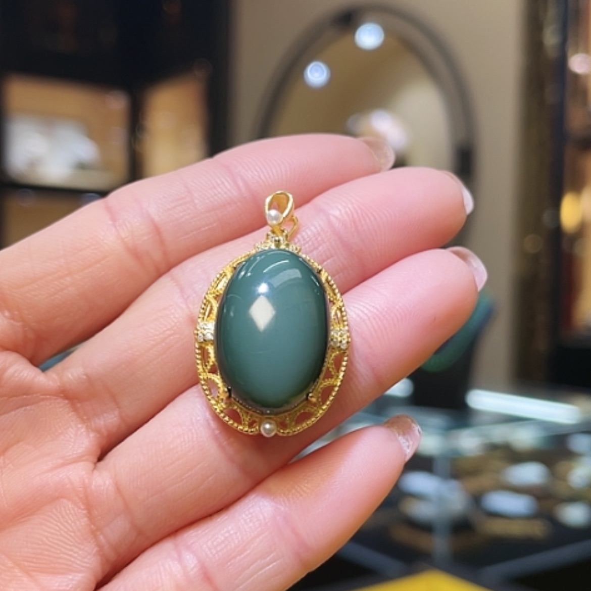 【闪购商品】和田玉颈饰银S925镶嵌