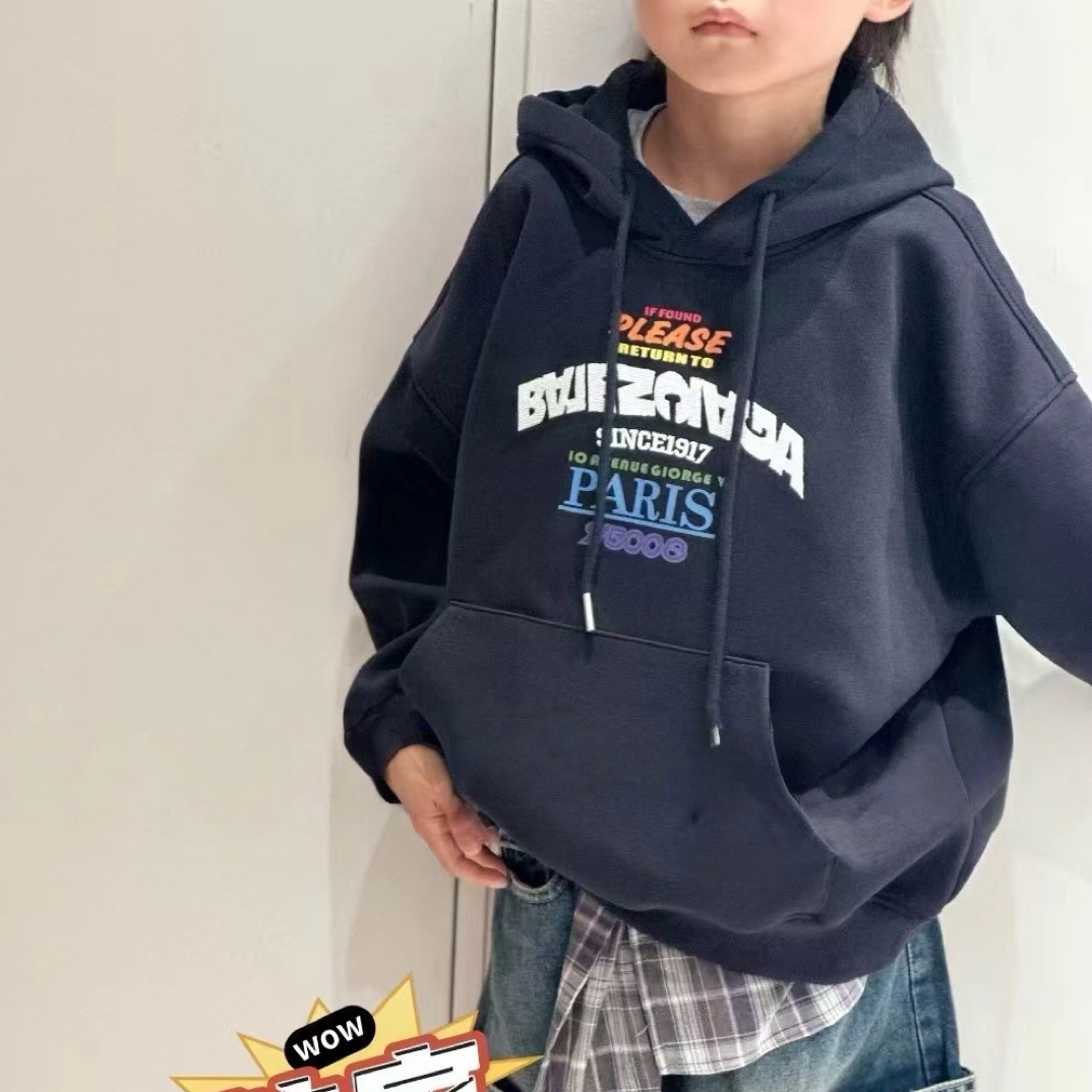 儿童卫衣2025男女童春秋新品880338中大童字母款连帽卫衣韩版童装