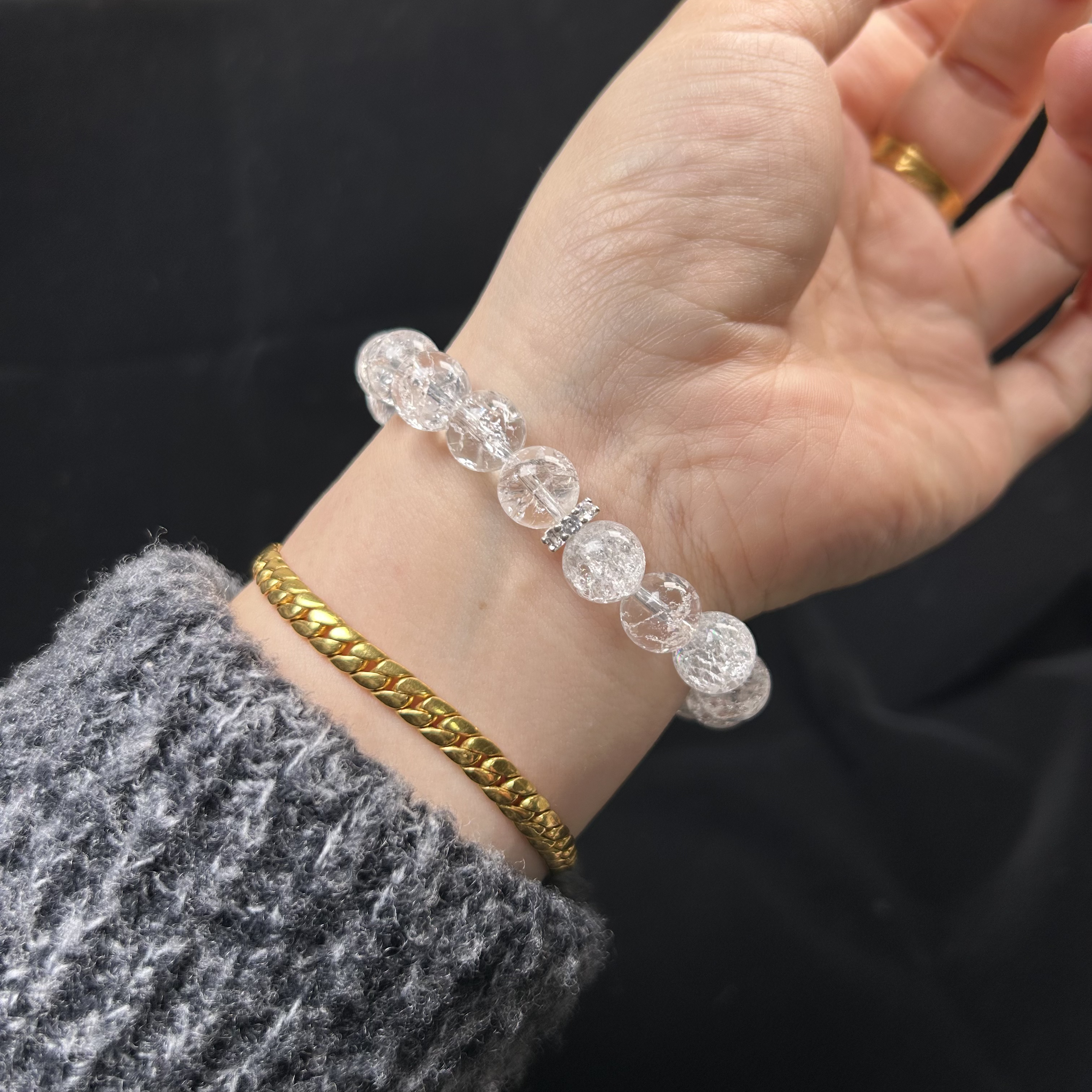 喜马拉雅～清禾珠宝水晶爆花满天星手串DIY