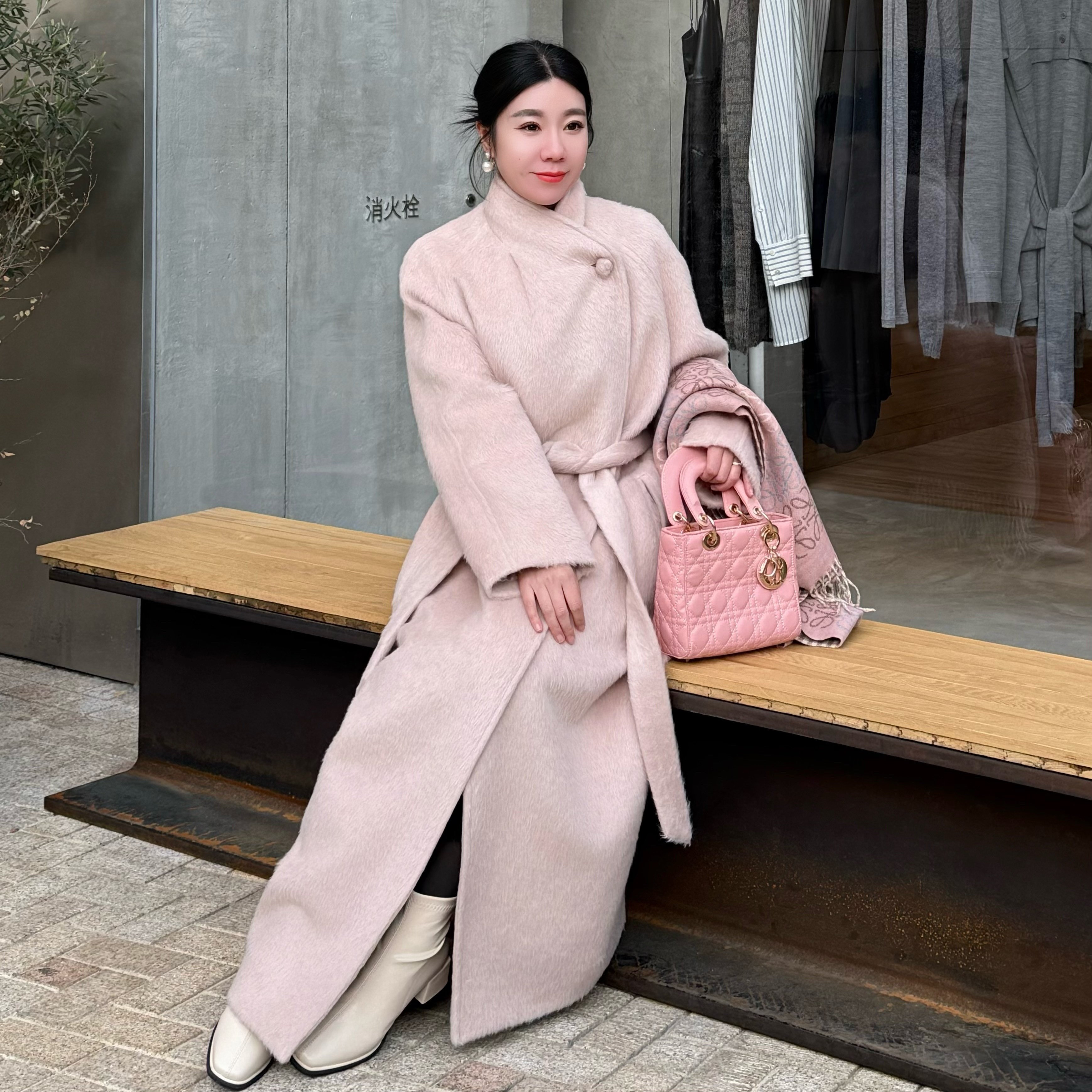 ZR 初恋粉糯叽叽苏丽气质长款毛呢外套厚款