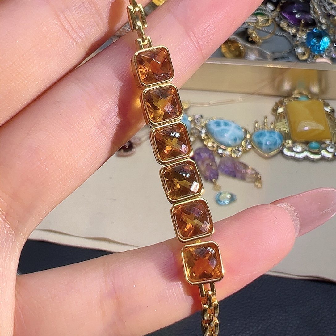 黄晶珠宝半成品银S925镶嵌