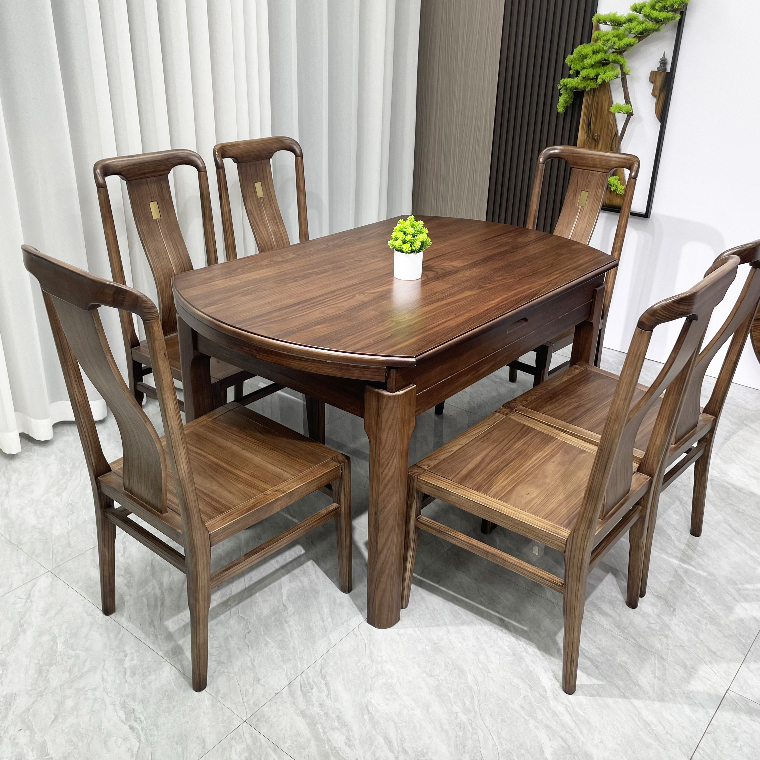 【北美黑胡桃木】全实木餐桌椅新中式伸缩折叠家用方圆两用餐桌跳台