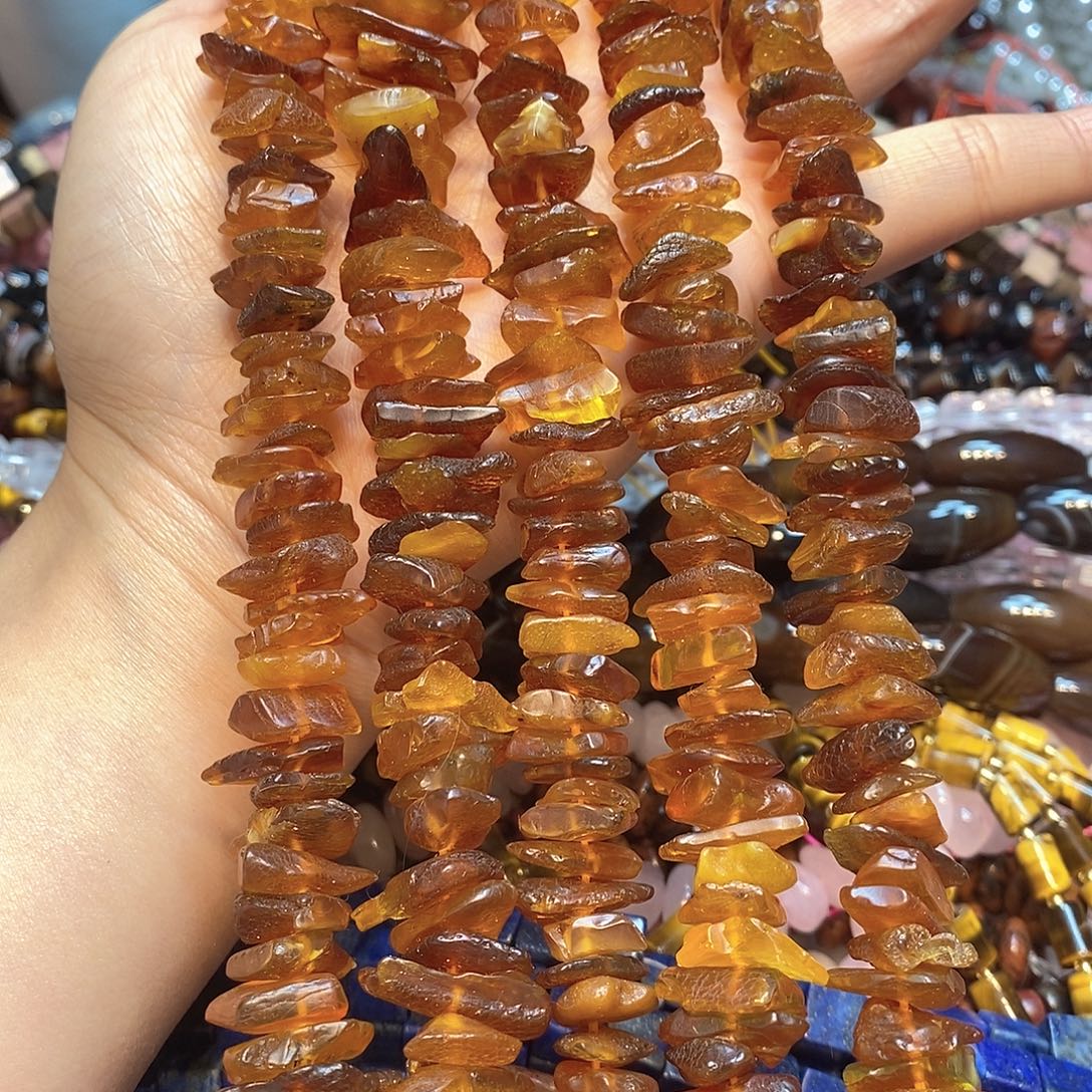 玛瑙/玉髓未镶嵌珠宝半成品天然琥珀蜜蜡隔片一条15mm