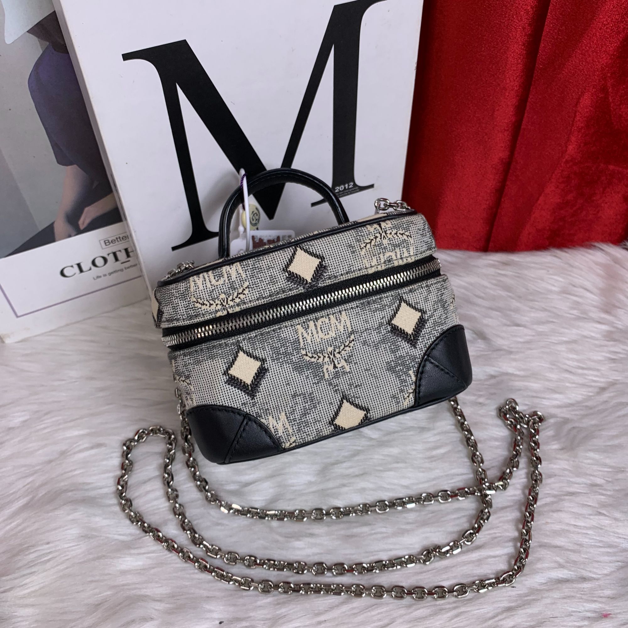 95新 MCM 丹宁牛仔化妆盒/EE08829010/9010