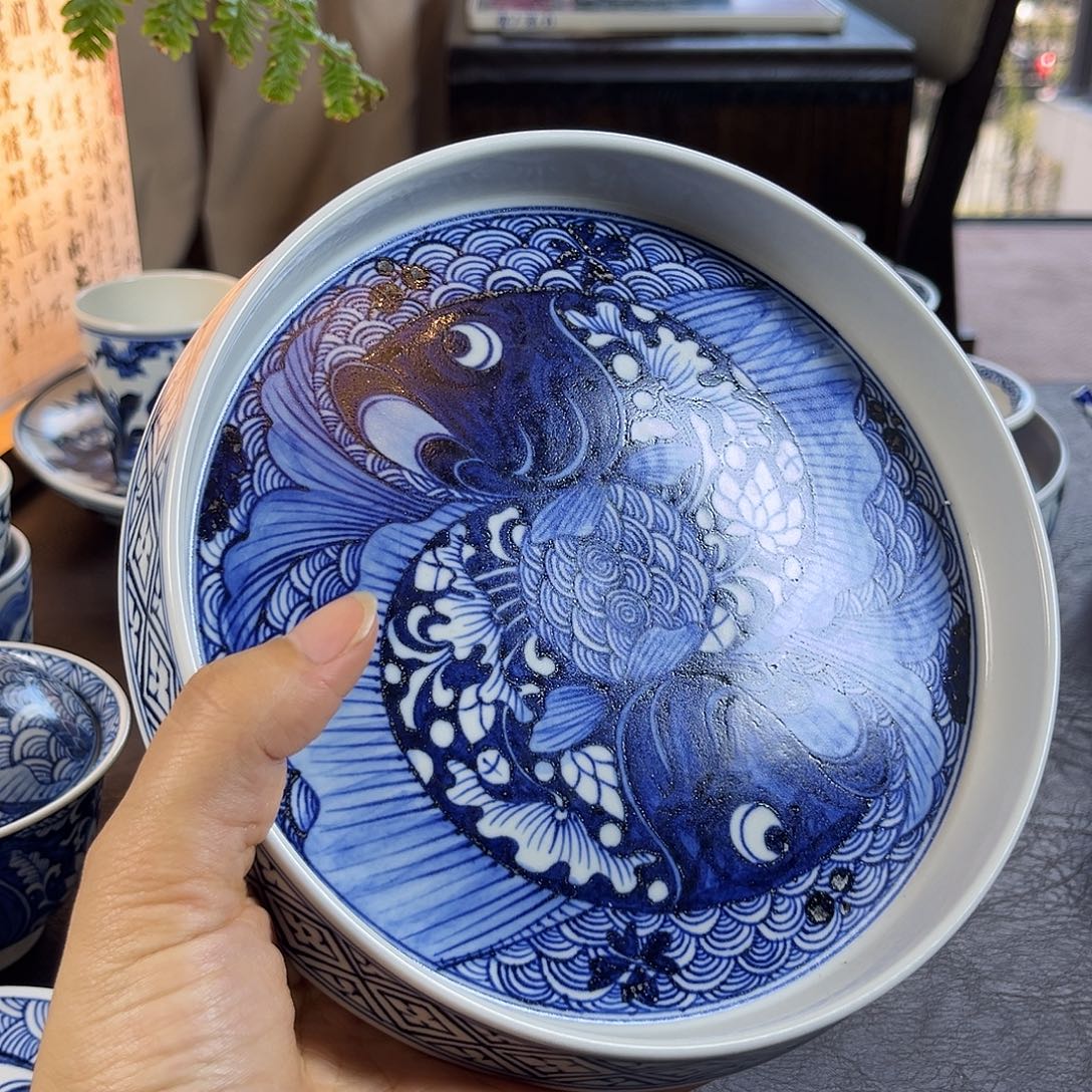 朝岚夕霞仿至正元青花重工壶承原矿釉烧制全手绘