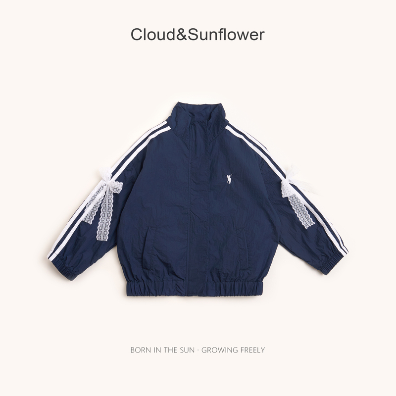 【云朵小葵】女童秋季新款袖边蝴蝶结休闲小马时尚外套991239