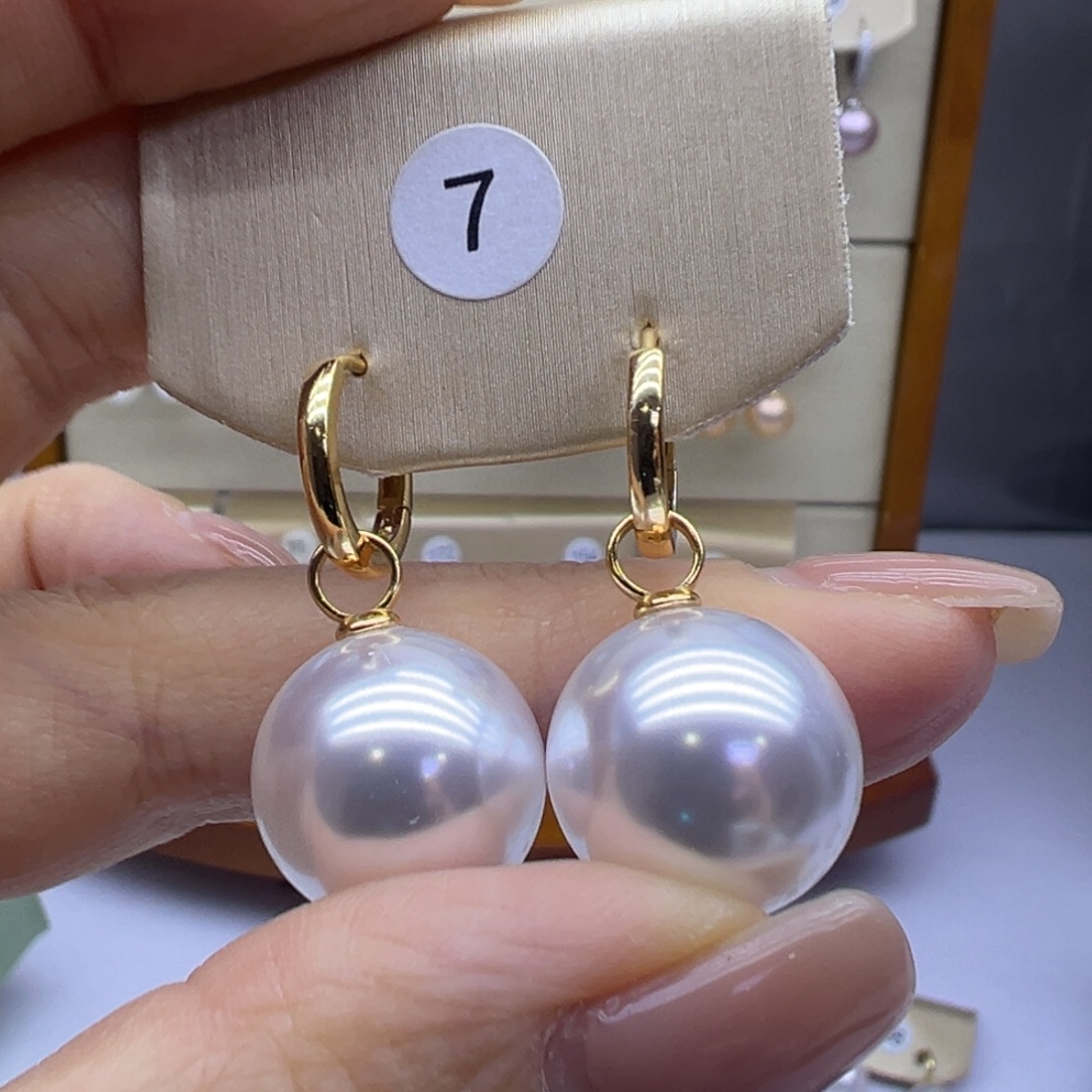 淡水珍珠银S925镶嵌耳饰