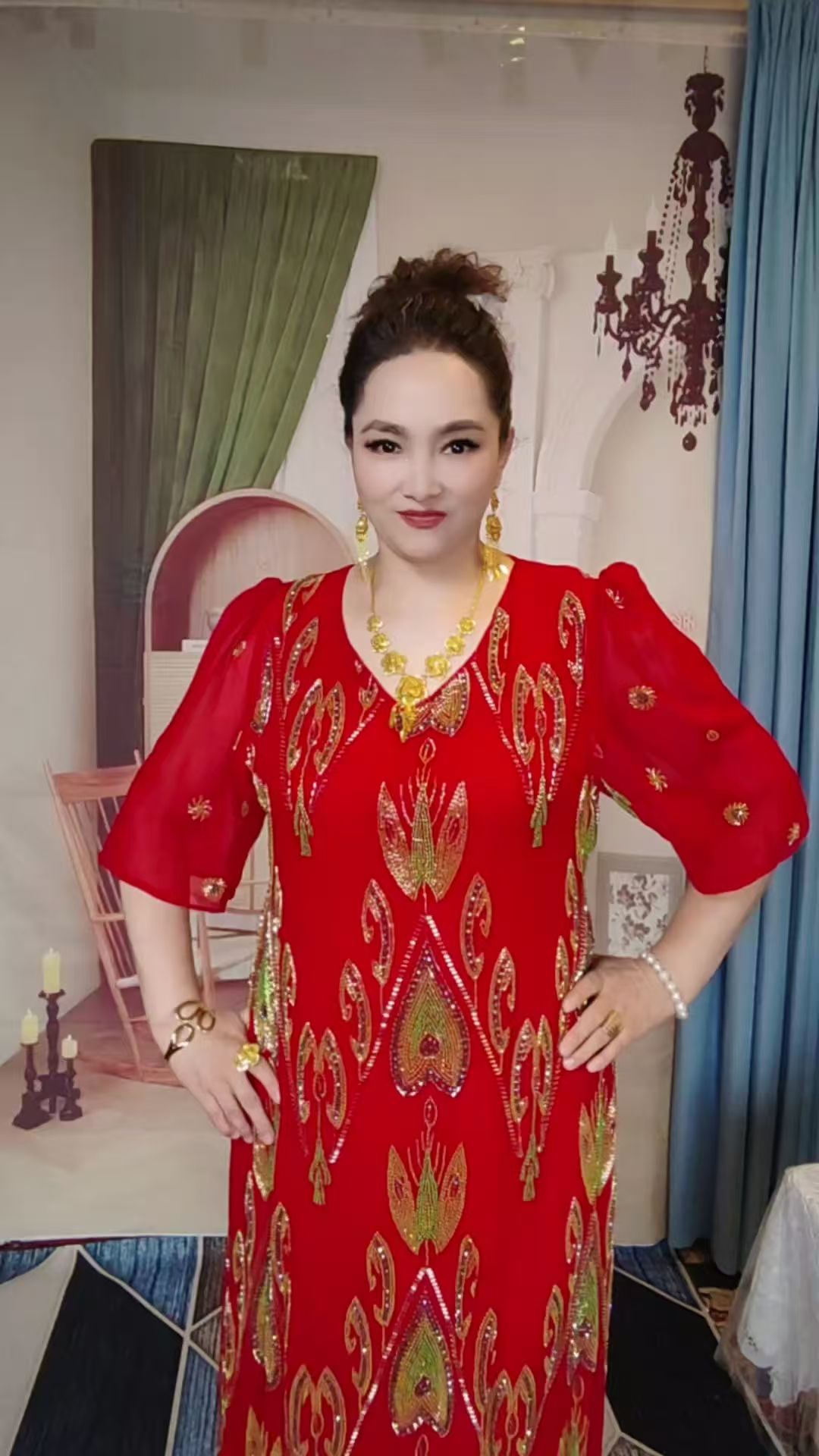 新款妈妈装花纹吸汗裙吊带中长裙连衣裙印花女装气质夏季【YURAK】
