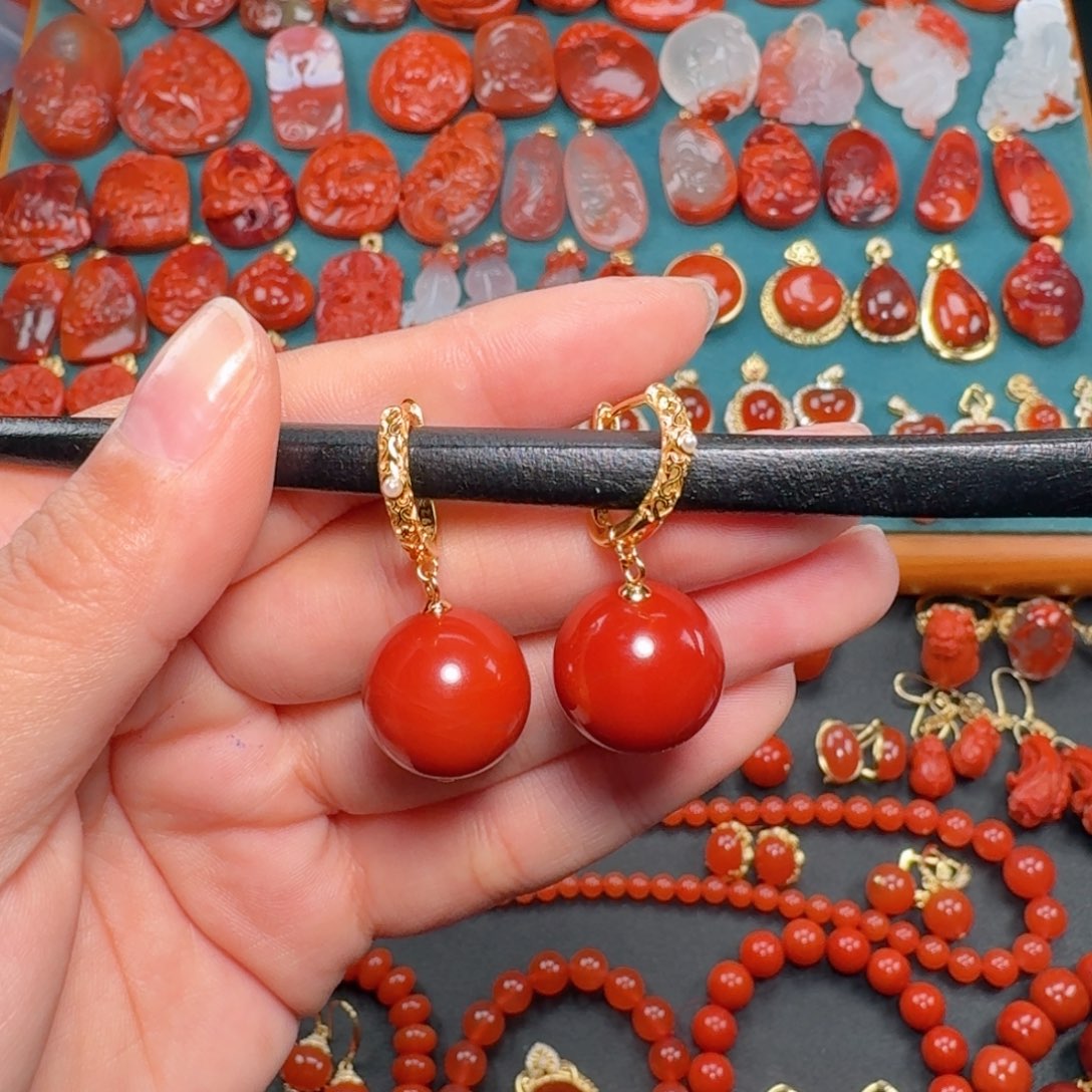 南红玛瑙南红15+银S925镶嵌