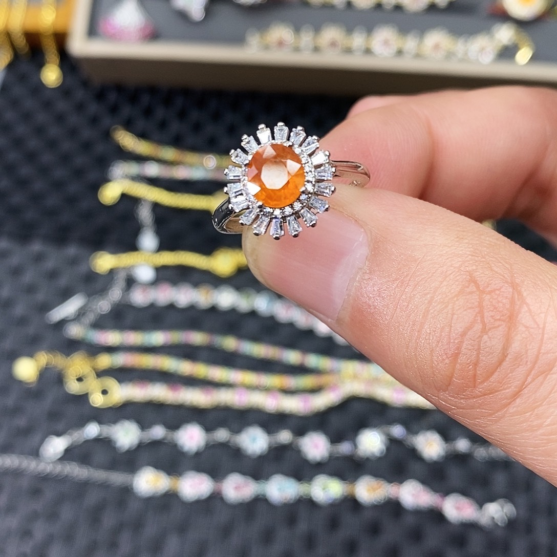 戒指银S925镶嵌石榴石