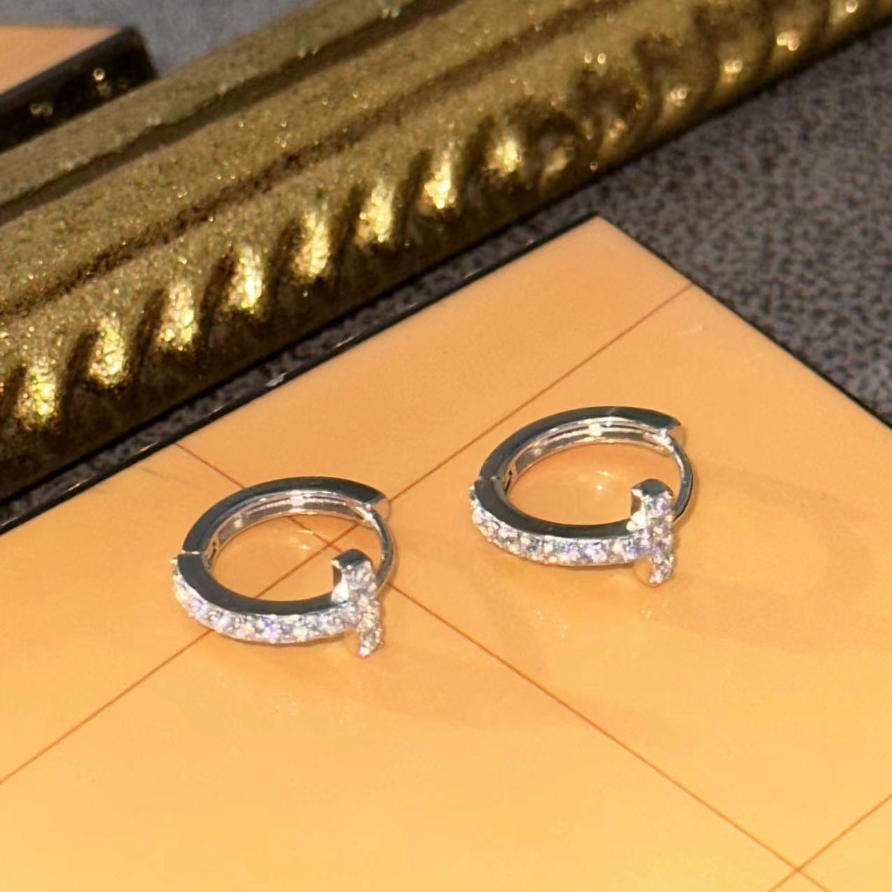 925银耳饰 简约T型耳扣-4189