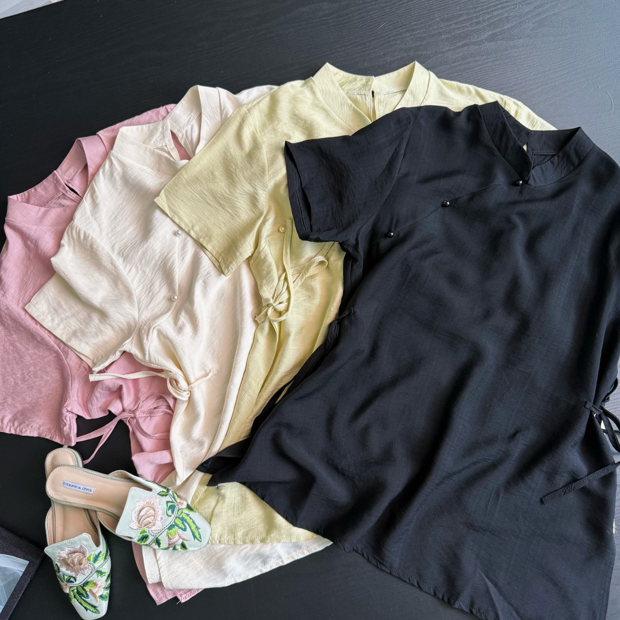 通勤风时尚夏季新款女款上衣新中式中国风修身复古百搭显瘦