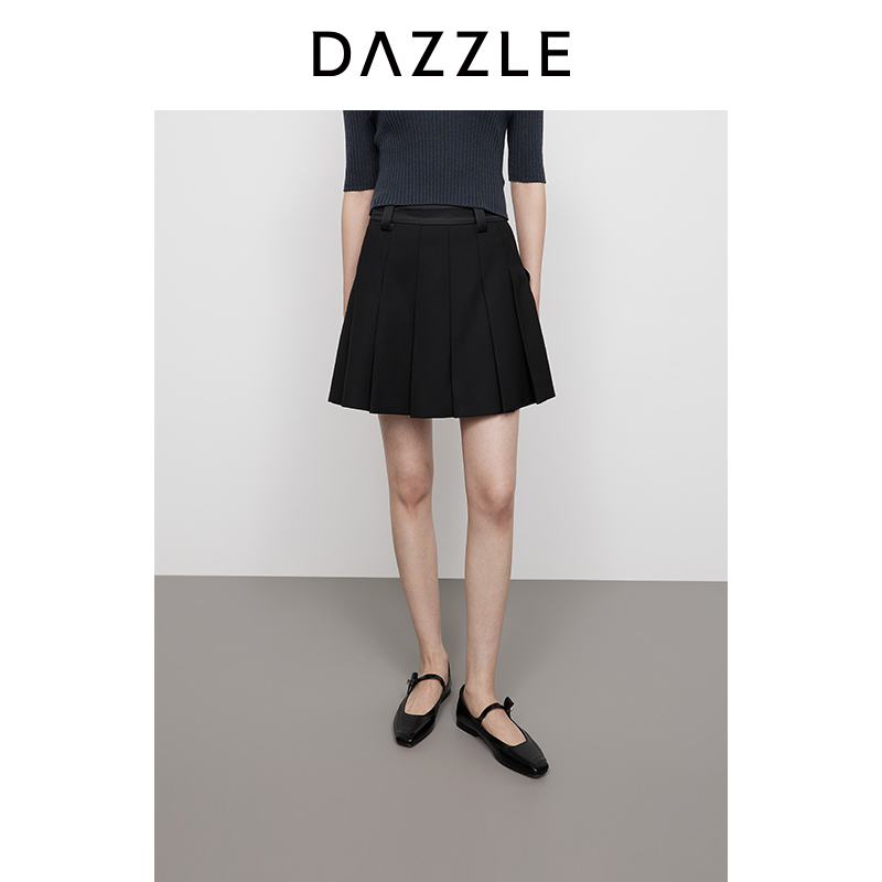 DAZZLE 地素半裙2025年春季黑色短裙2J1S249