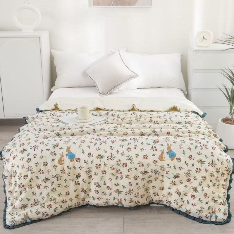 【京会社】纯棉邹邹纱被150*200 花花袋鼠