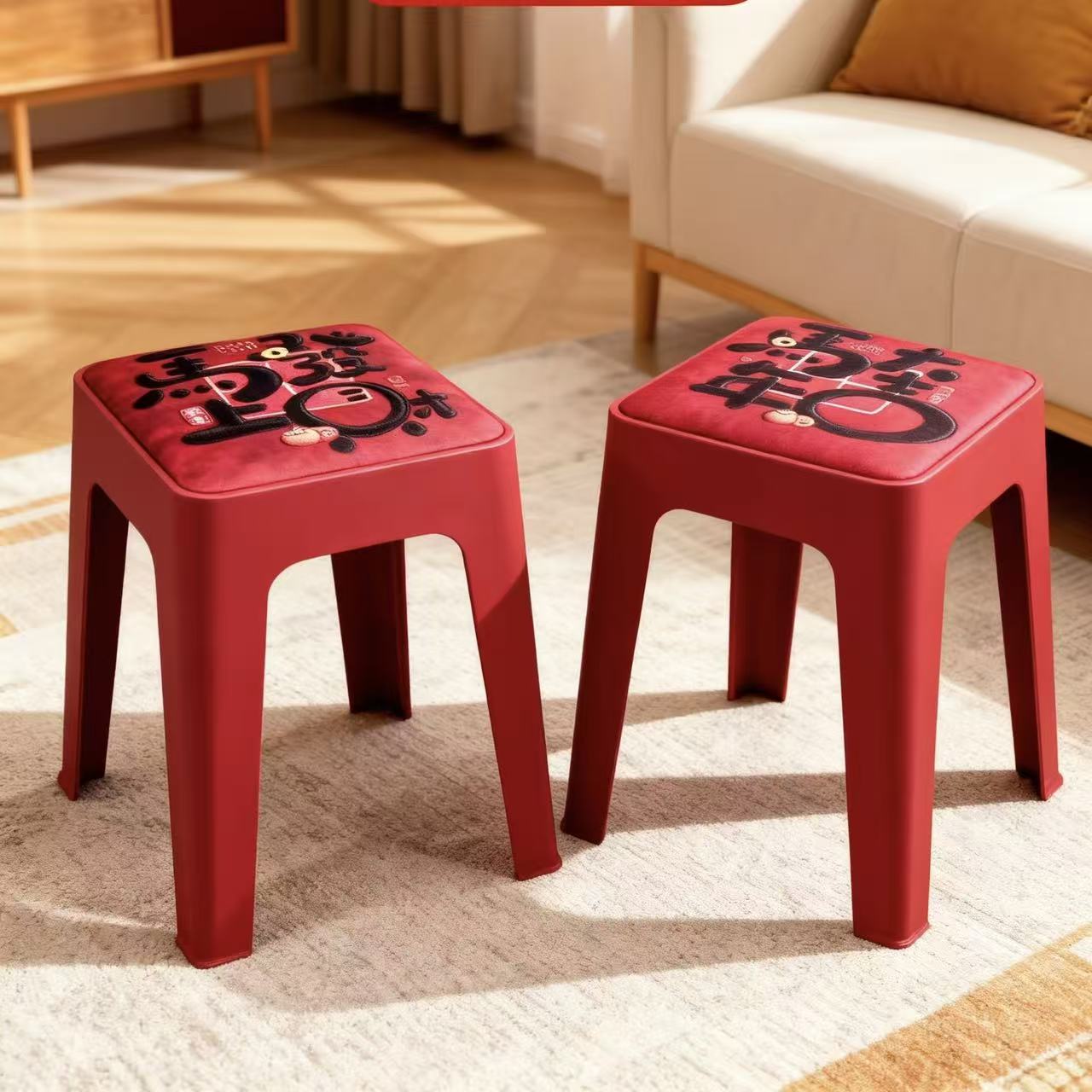 马年软包凳子新年餐厅凳子乔迁客厅高凳子