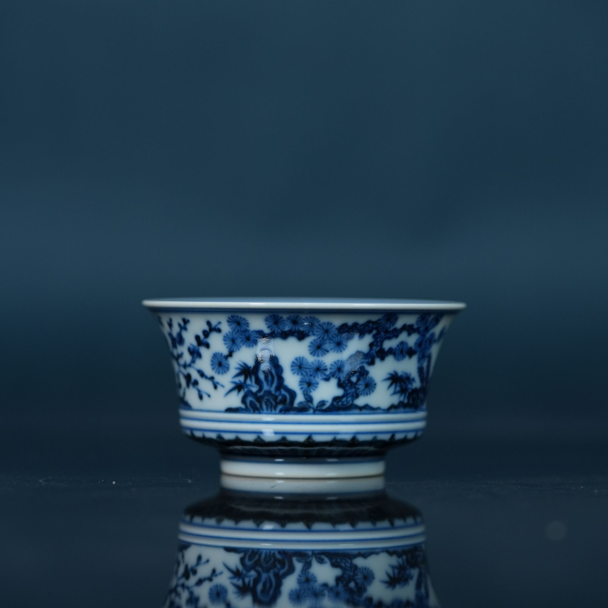 刘建锋窑青花松竹梅马蹄杯单杯茶具主人杯顺丰包邮LJF412茶杯陶瓷