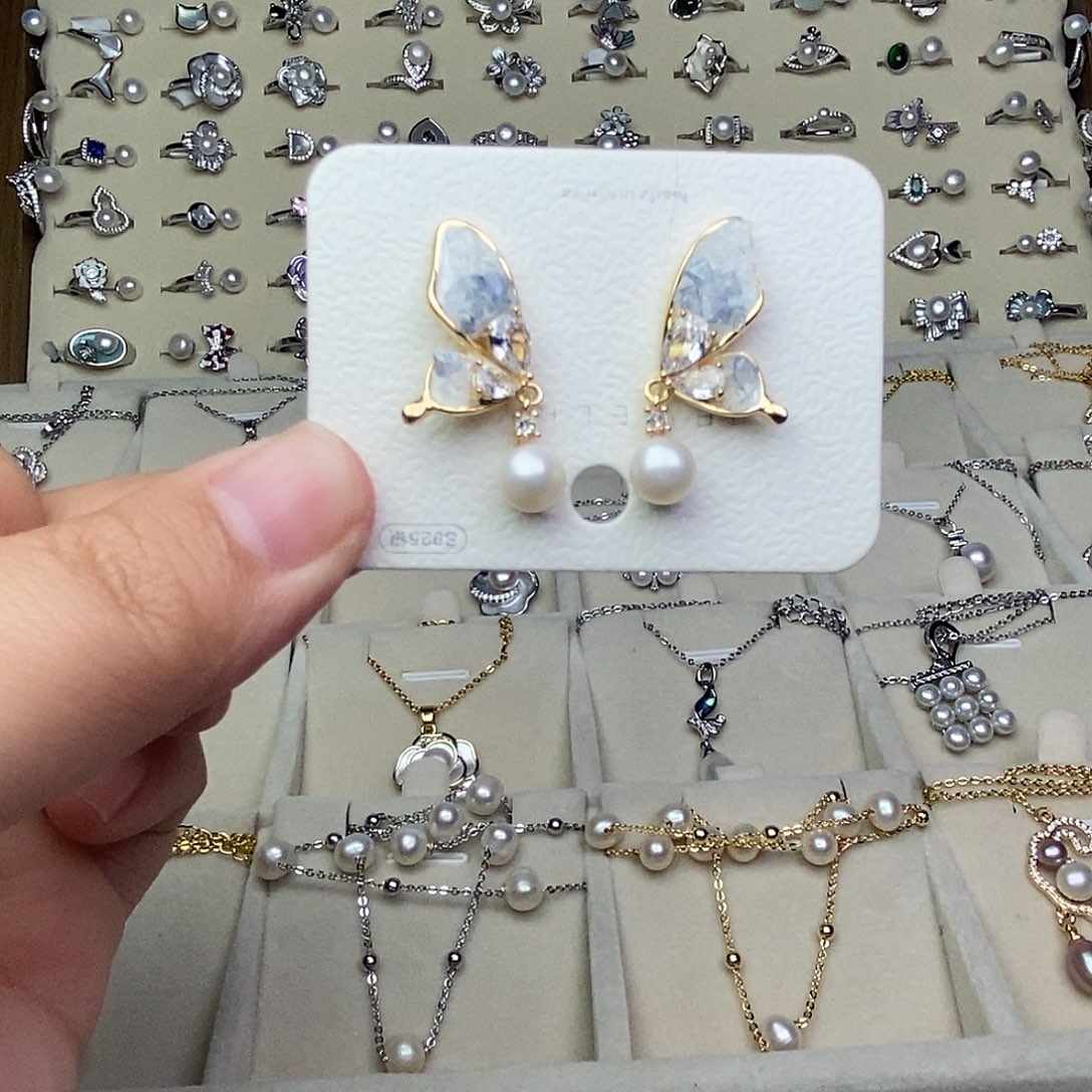 淡水珍珠耳饰银S925镶嵌