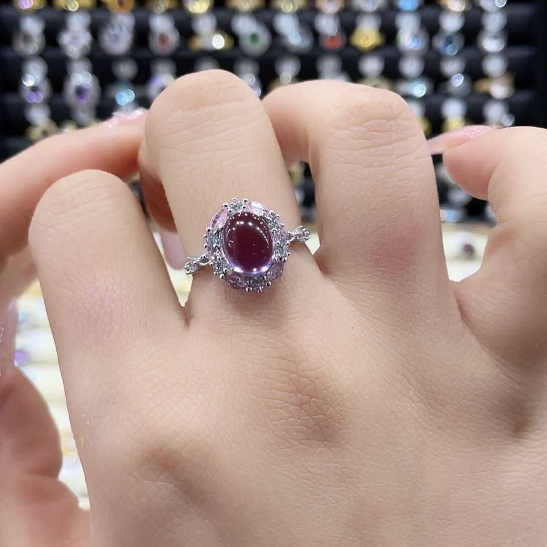 紫晶戒指银S925镶嵌戒指