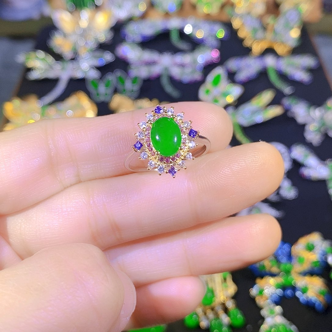 吊坠(不含链)银S925镶嵌翡翠