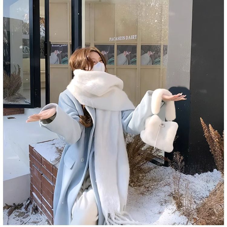 马海毛围巾舒适保暖围脖韩版韩式休闲风秋冬季时尚