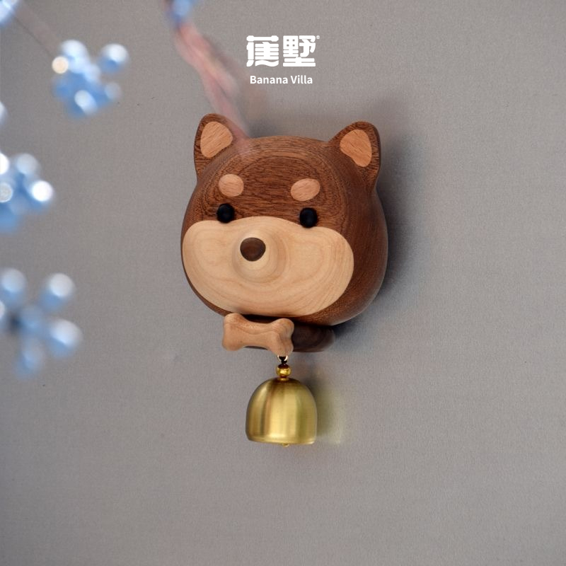 柴犬旺财铃铛可爱卡通日式门铃多巴胺风铃入户进门提醒冰箱贴礼物