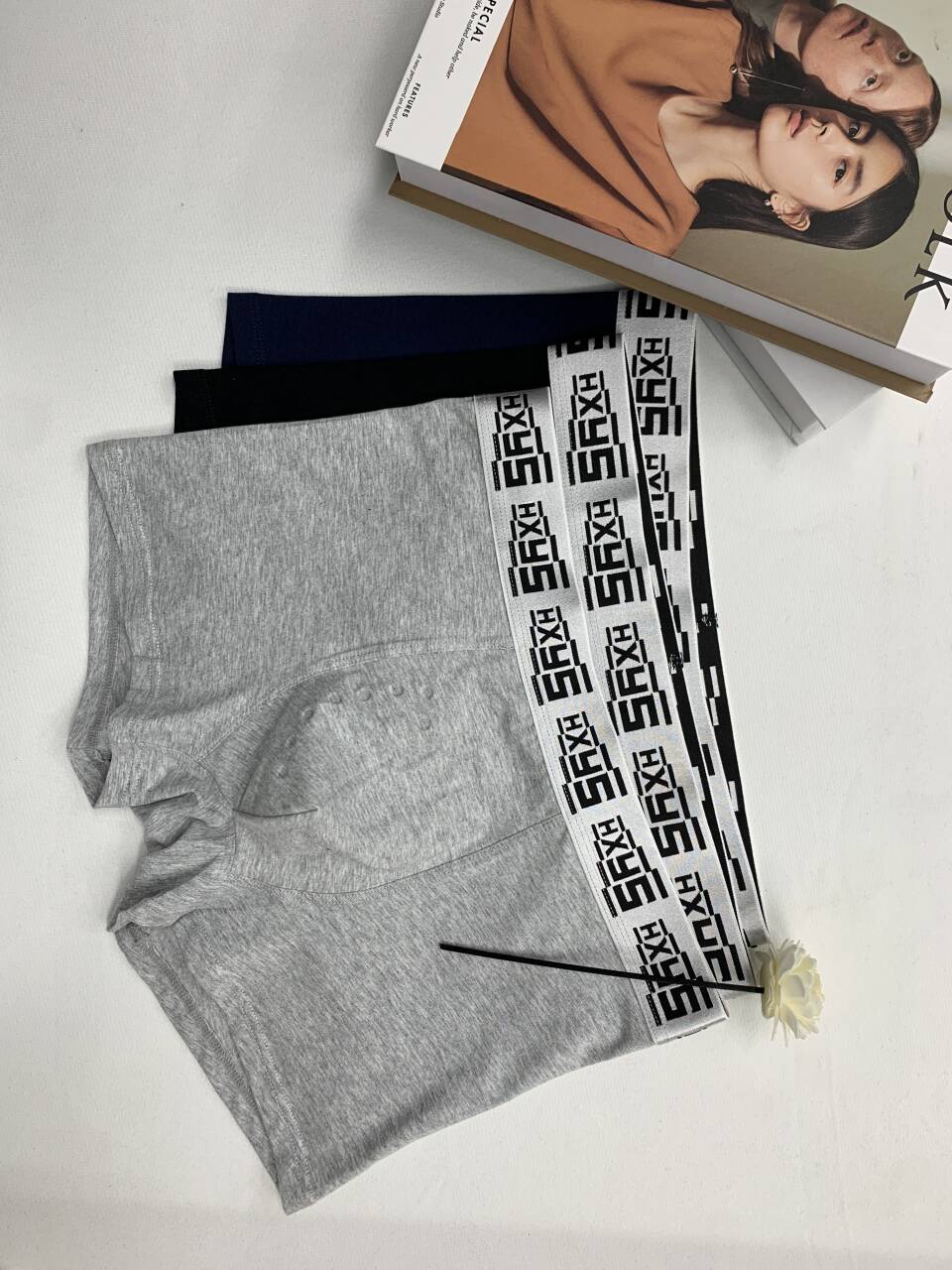 HXYS男士纯棉生蚝平角裤舒适透气3条装（断码断色发4条）