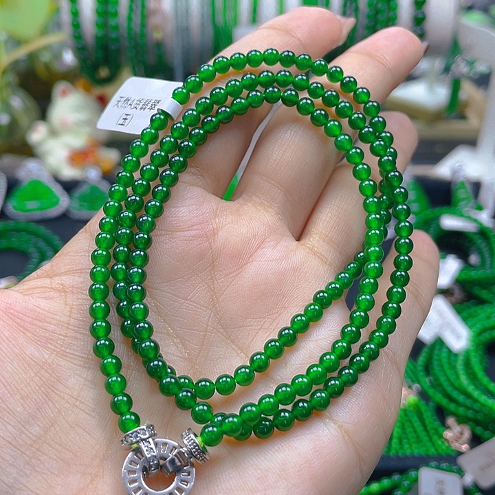 翡翠颈饰未镶嵌圆珠项链3.5