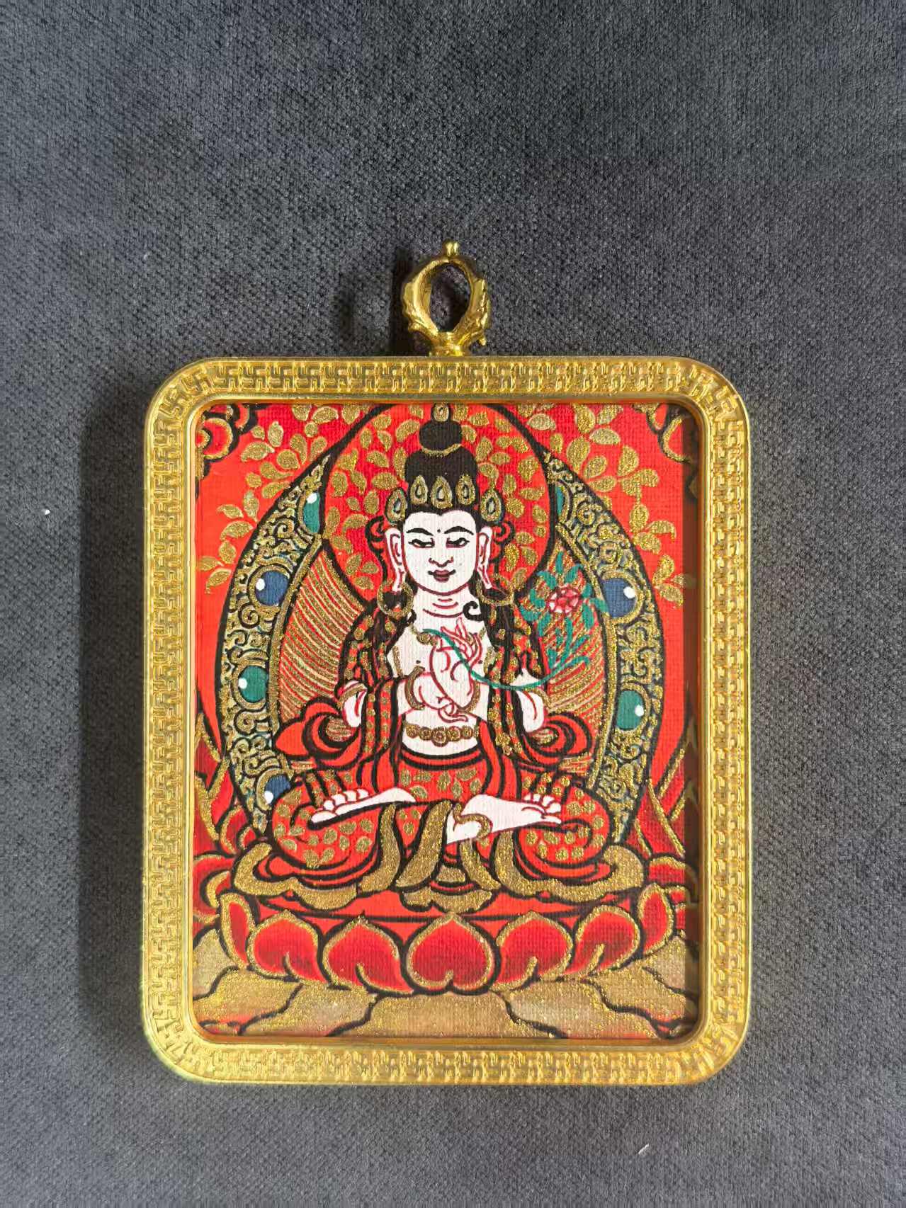 马  大势至 单面彩绘八大守护 唐卡吊坠