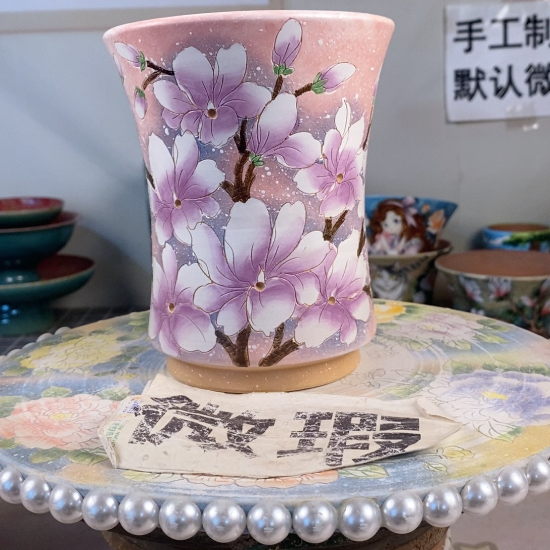 紫砂花盆红陶手绘花盆