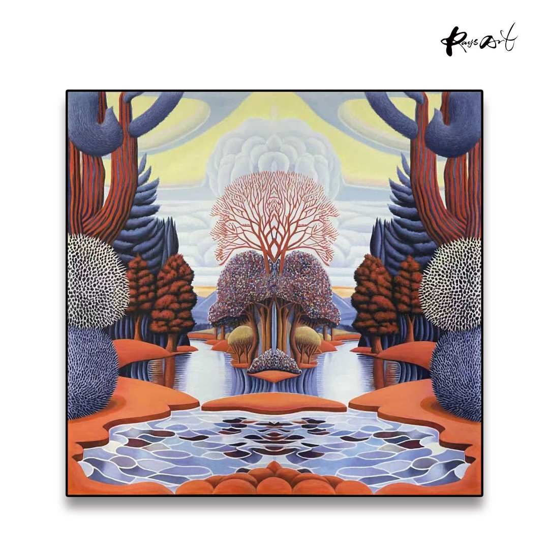 RaysArt艺术-林亿当代艺术家镜像乌托邦系列布面油画原作作品收藏