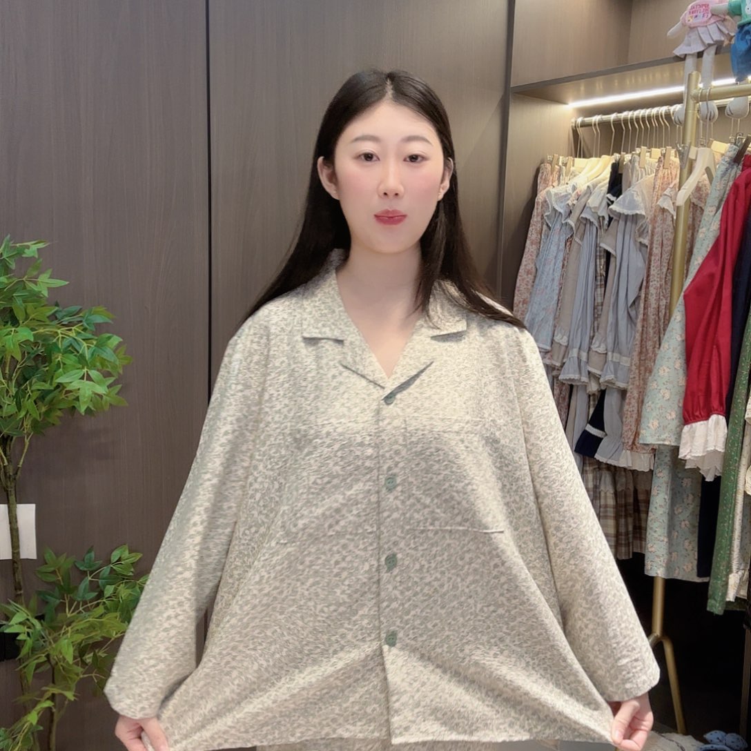 棉L码25269绿色碎花
