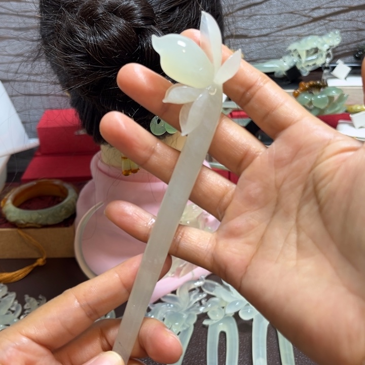 未镶嵌蛇纹石玉发簪
