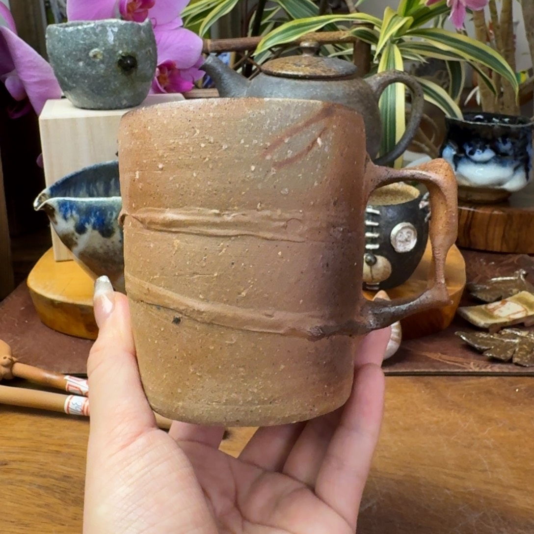 马场隆志备前烧云纹马克杯福利一口价