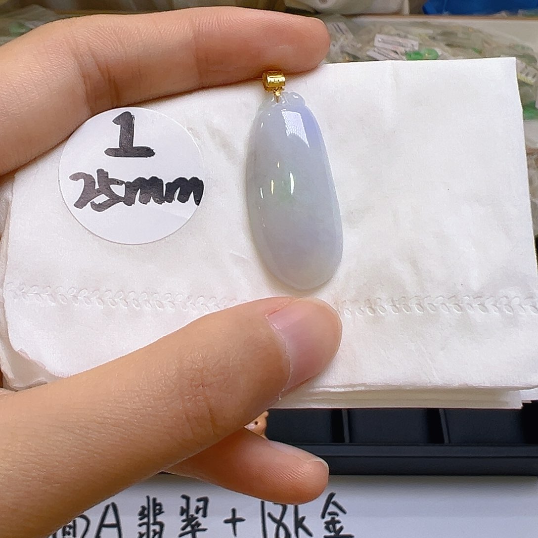 翡翠18K金镶嵌吊坠(不含链)翡翠