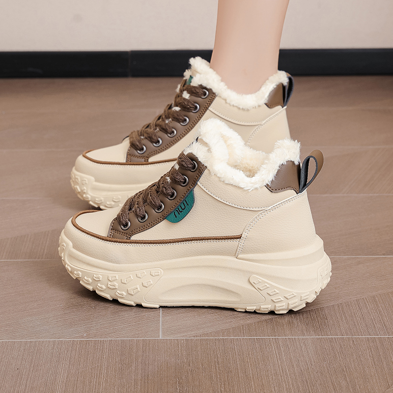 2025冬季新款加绒加绒棉鞋厚底增高5公分大棉鞋保暖时尚百搭