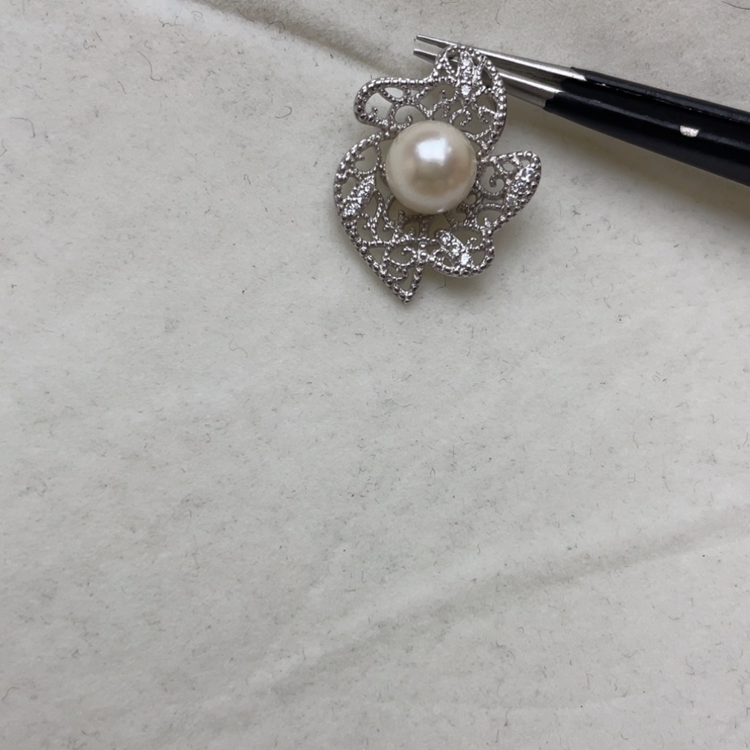 银S925镶嵌海水珍珠吊坠(不含链)