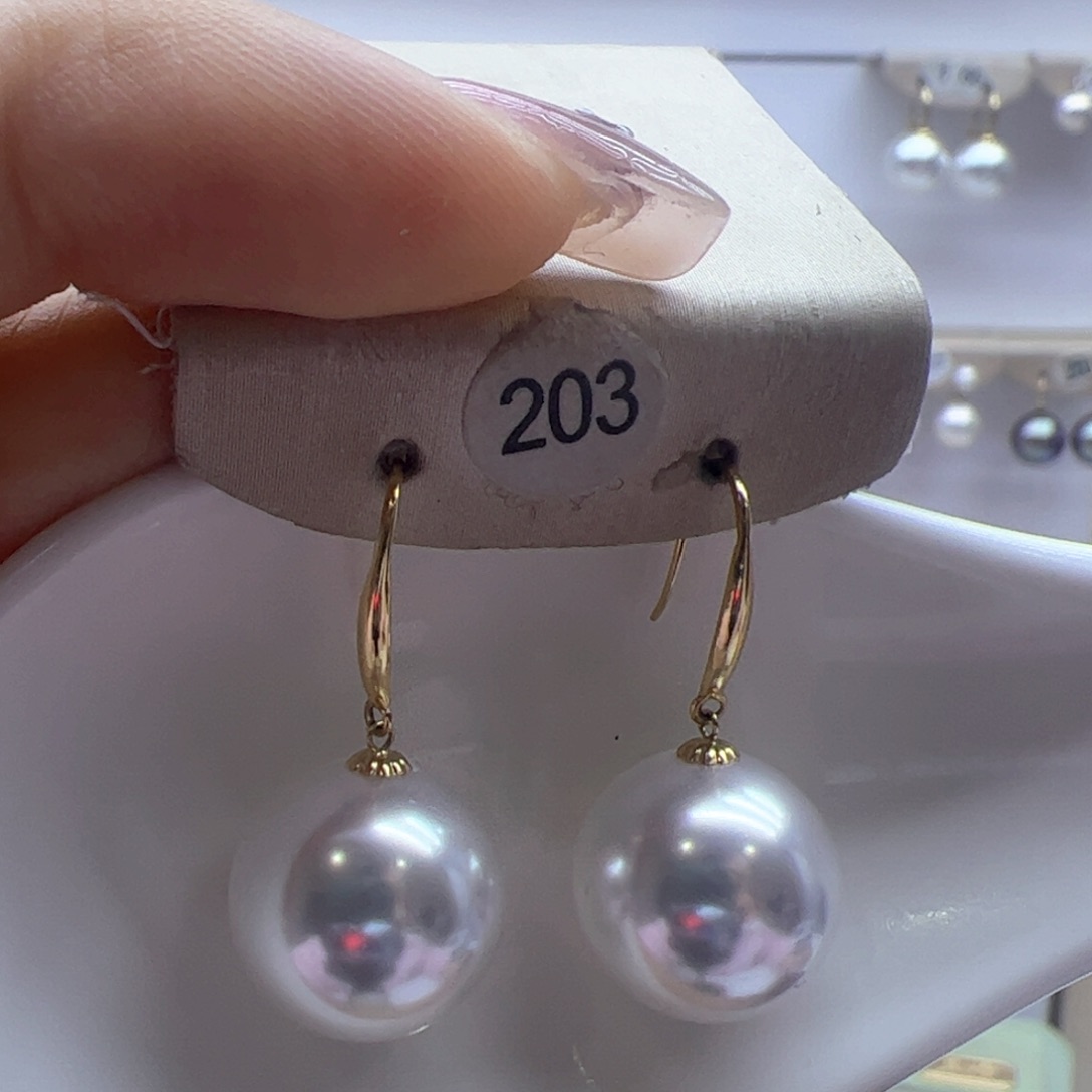 淡水珍珠耳饰18K金镶嵌